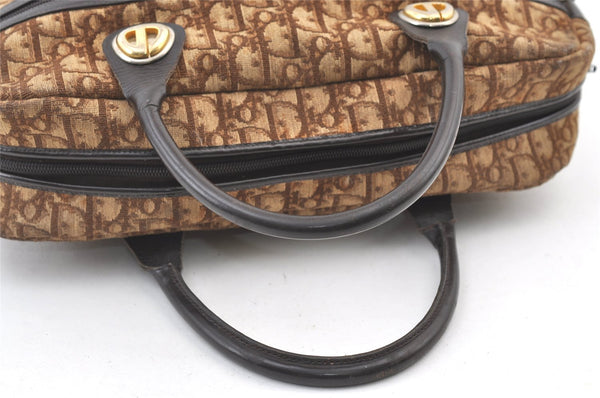 Authentic Christian Dior Trotter Tote Hand Bag Canvas Leather Brown 9896J