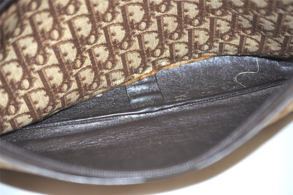 Authentic Christian Dior Trotter Tote Hand Bag Canvas Leather Brown 9896J