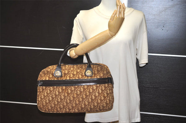 Authentic Christian Dior Trotter Tote Hand Bag Canvas Leather Brown 9896J