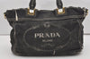 Authentic PRADA Lino Painted Denim 2Way Shoulder Tote Bag BN2070 Black 9897I
