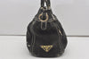 Authentic PRADA Lino Painted Denim 2Way Shoulder Tote Bag BN2070 Black 9897I