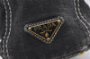 Authentic PRADA Lino Painted Denim 2Way Shoulder Tote Bag BN2070 Black 9897I
