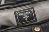 Authentic PRADA Lino Painted Denim 2Way Shoulder Tote Bag BN2070 Black 9897I
