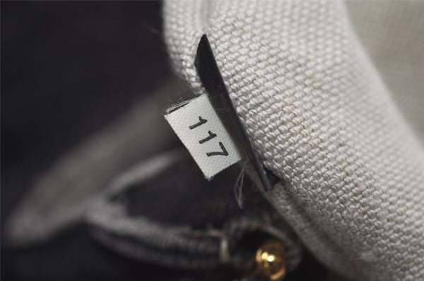 Authentic PRADA Lino Painted Denim 2Way Shoulder Tote Bag BN2070 Black 9897I