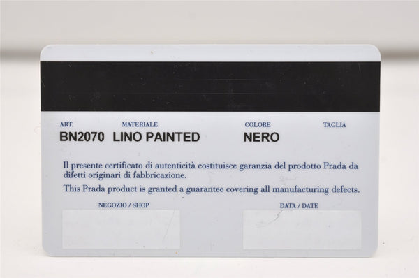 Authentic PRADA Lino Painted Denim 2Way Shoulder Tote Bag BN2070 Black 9897I