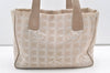 Authentic CHANEL New Travel Line Shoulder Tote Bag Nylon Leather Beige 9898J