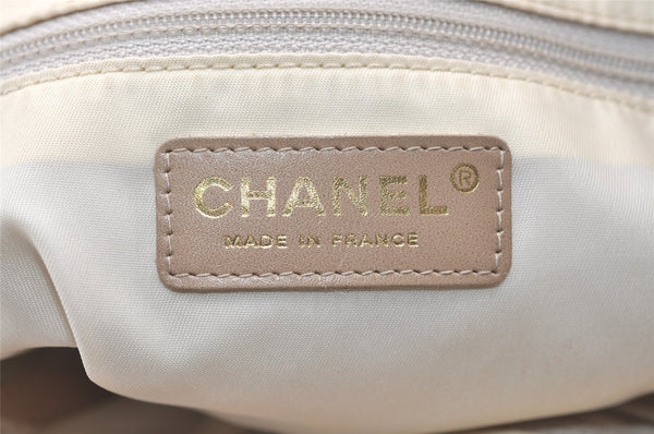 Authentic CHANEL New Travel Line Shoulder Tote Bag Nylon Leather Beige 9898J