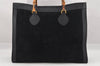Authentic GUCCI Vintage Bamboo Shoulder Hand Bag Suede Leather Black Junk 9901I