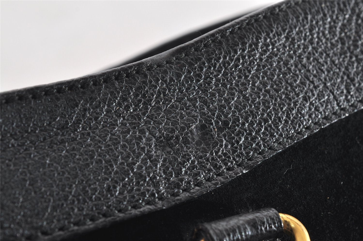 Authentic GUCCI Vintage Bamboo Shoulder Hand Bag Suede Leather Black Junk 9901I