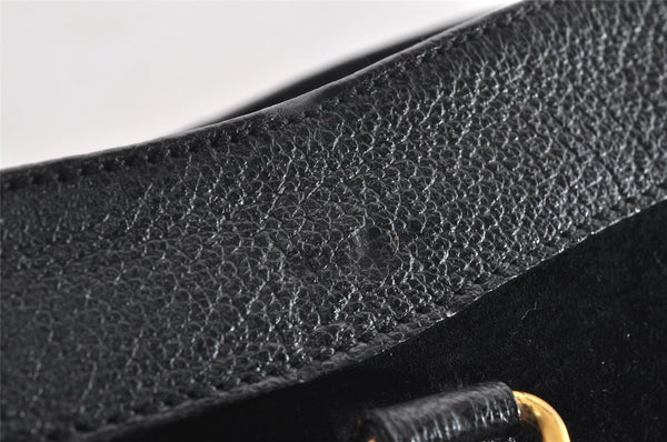 Authentic GUCCI Vintage Bamboo Shoulder Hand Bag Suede Leather Black Junk 9901I