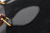 Authentic GUCCI Vintage Bamboo Shoulder Hand Bag Suede Leather Black Junk 9901I