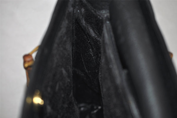 Authentic GUCCI Vintage Bamboo Shoulder Hand Bag Suede Leather Black Junk 9901I