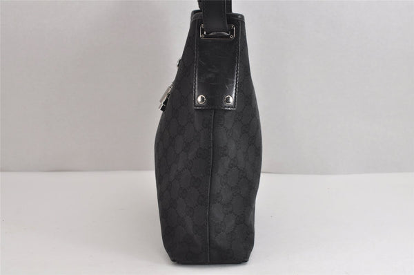 Authentic GUCCI Jackie Shoulder Bag Purse GG Canvas Leather 110291 Black 9902I
