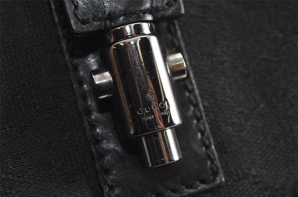 Authentic GUCCI Jackie Shoulder Bag Purse GG Canvas Leather 110291 Black 9902I