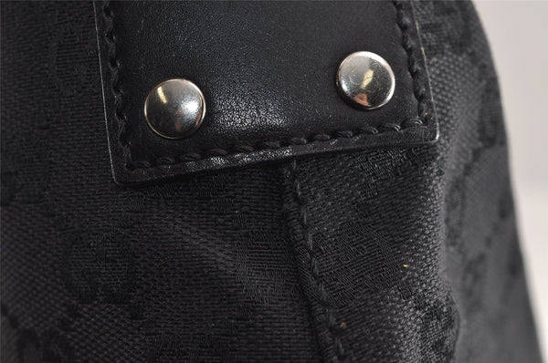 Authentic GUCCI Jackie Shoulder Bag Purse GG Canvas Leather 110291 Black 9902I