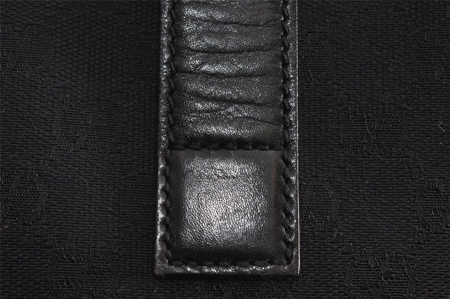 Authentic GUCCI Jackie Shoulder Bag Purse GG Canvas Leather 110291 Black 9902I