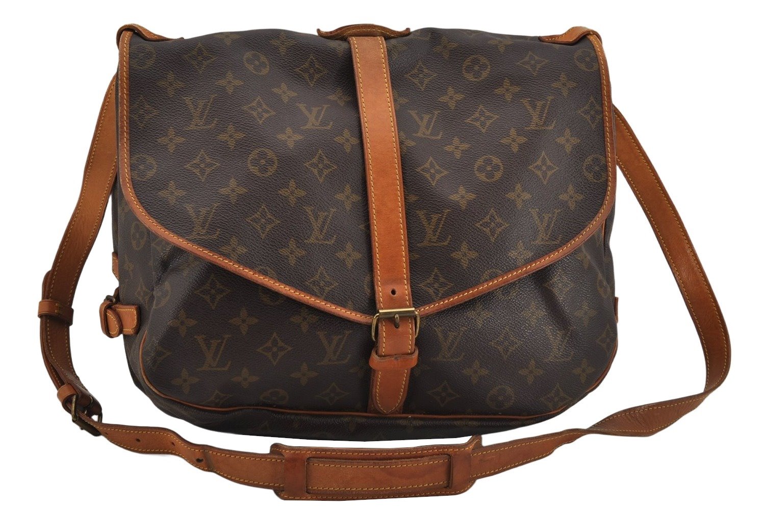 Authentic Louis Vuitton Monogram Saumur 35 Shoulder Cross Bag M42254 LV 9902J