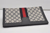 Authentic GUCCI Sherry Line Clutch Hand Bag Purse GG PVC Leather Navy Blue 9903I