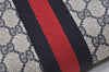 Authentic GUCCI Sherry Line Clutch Hand Bag Purse GG PVC Leather Navy Blue 9903I