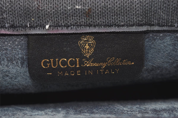 Authentic GUCCI Sherry Line Clutch Hand Bag Purse GG PVC Leather Navy Blue 9903I