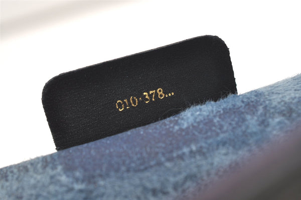Authentic GUCCI Sherry Line Clutch Hand Bag Purse GG PVC Leather Navy Blue 9903I