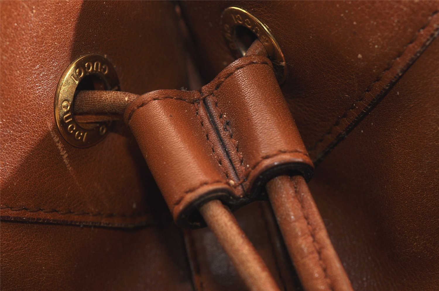 Authentic GUCCI Vintage Bamboo 2Way Hand Backpack Leather Brown Junk 9904I