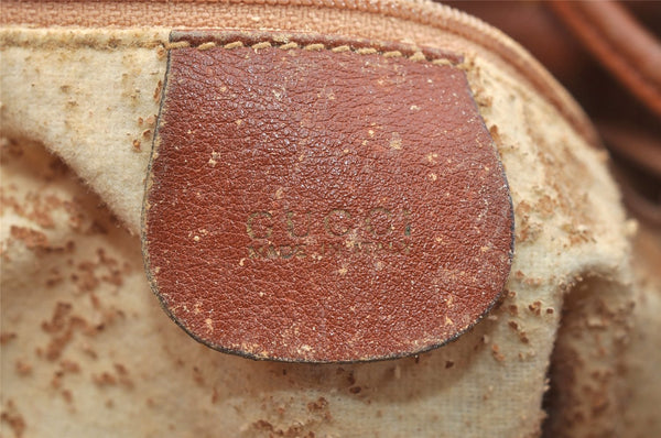 Authentic GUCCI Vintage Bamboo 2Way Hand Backpack Leather Brown Junk 9904I