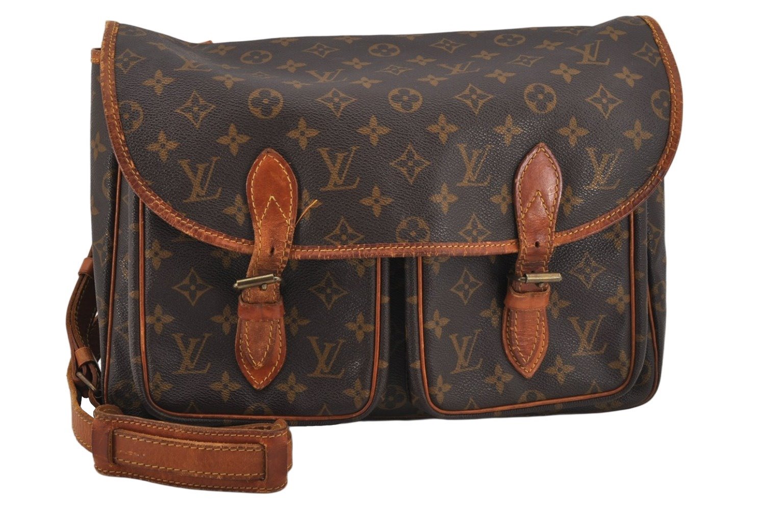 Authentic Louis Vuitton Monogram Sac Bazas Shoulder Cross Bag M99013 LV 9904J