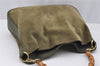 Authentic GUCCI Bamboo 2Way Shoulder Hand Bag Suede Leather Khaki Junk 9905I