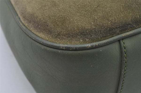 Authentic GUCCI Bamboo 2Way Shoulder Hand Bag Suede Leather Khaki Junk 9905I