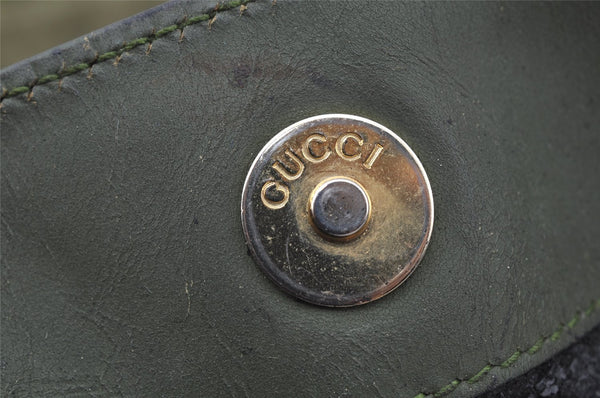 Authentic GUCCI Bamboo 2Way Shoulder Hand Bag Suede Leather Khaki Junk 9905I