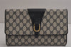 Authentic GUCCI Clutch Shoulder Bag Purse GG PVC Leather Navy Blue Junk 9906J