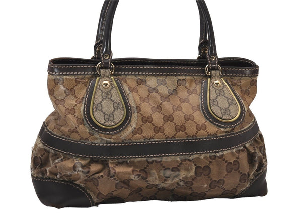 Authentic GUCCI GG Crystal Shoulder Hand Bag GG PVC Leather 223964 Brown 9907I