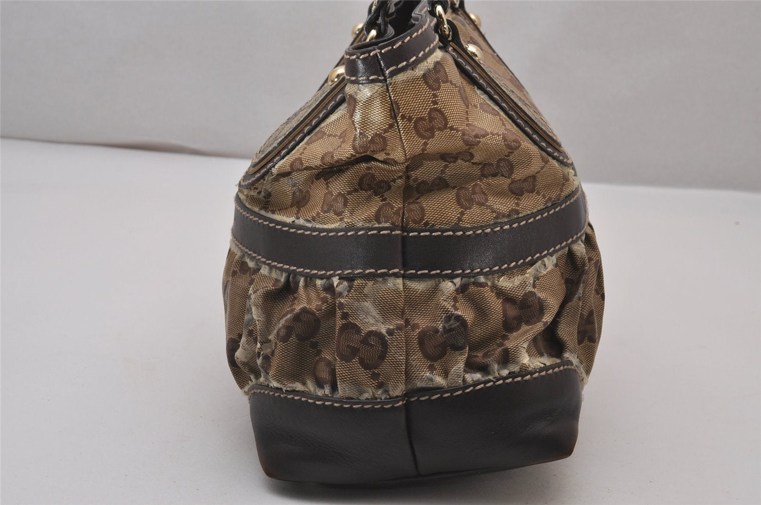 Authentic GUCCI GG Crystal Shoulder Hand Bag GG PVC Leather 223964 Brown 9907I