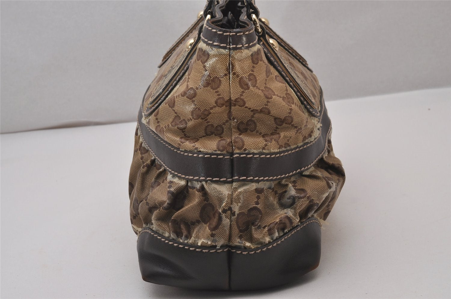 Authentic GUCCI GG Crystal Shoulder Hand Bag GG PVC Leather 223964 Brown 9907I