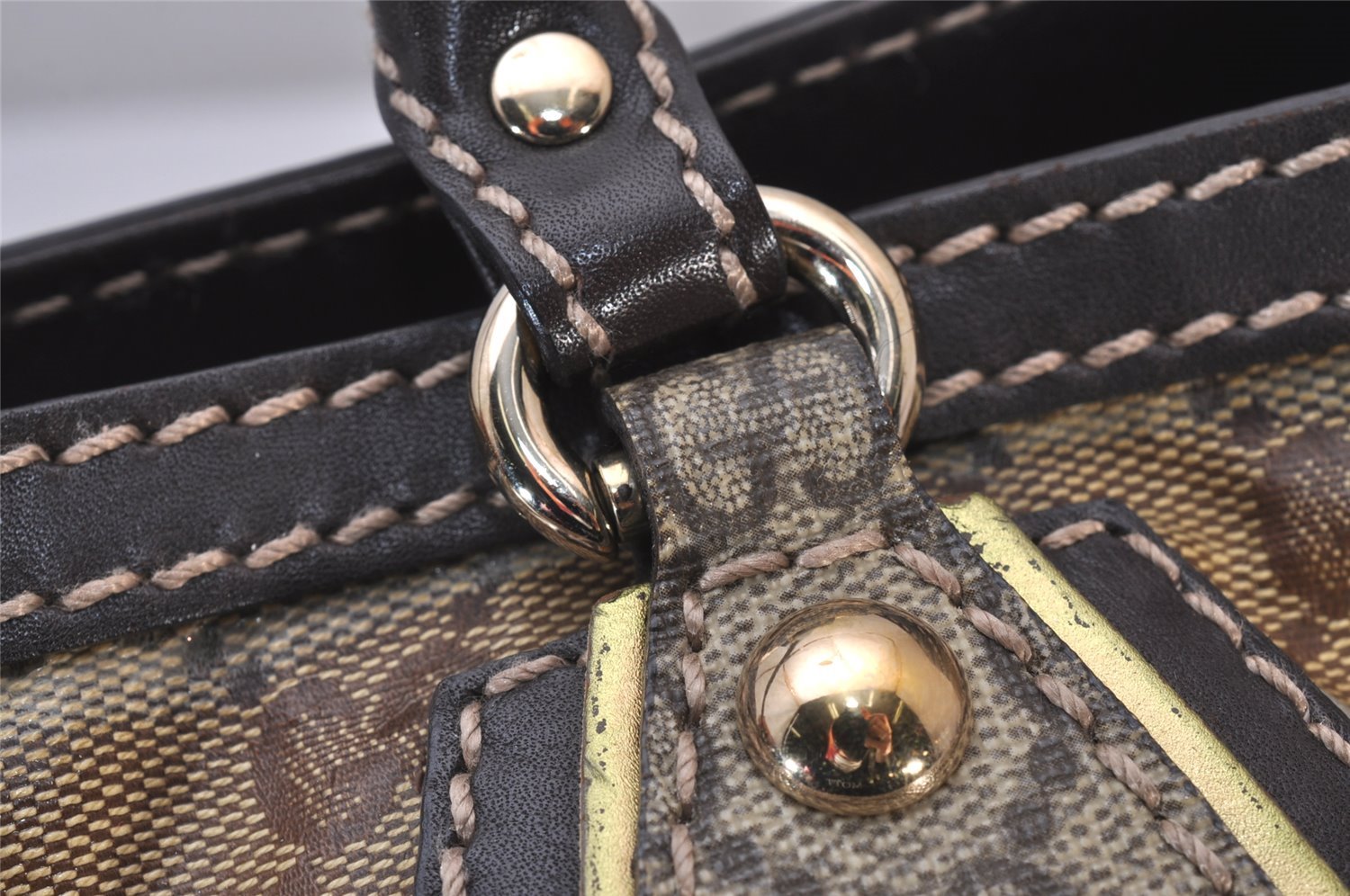 Authentic GUCCI GG Crystal Shoulder Hand Bag GG PVC Leather 223964 Brown 9907I