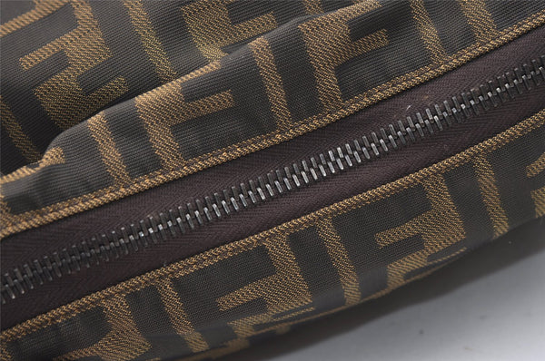 Authentic FENDI Vintage Zucca Shoulder Tote Bag Nylon Leather Brown 9909J