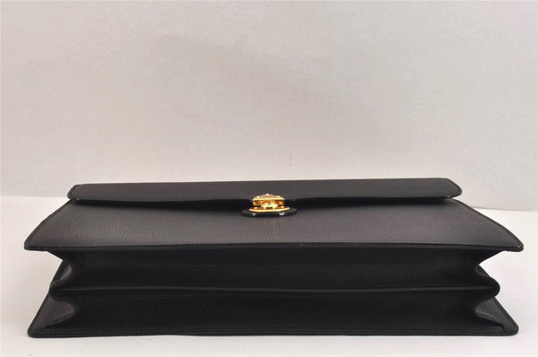 Authentic Burberrys Vintage Leather Briefcase Business Bag Black 9910J