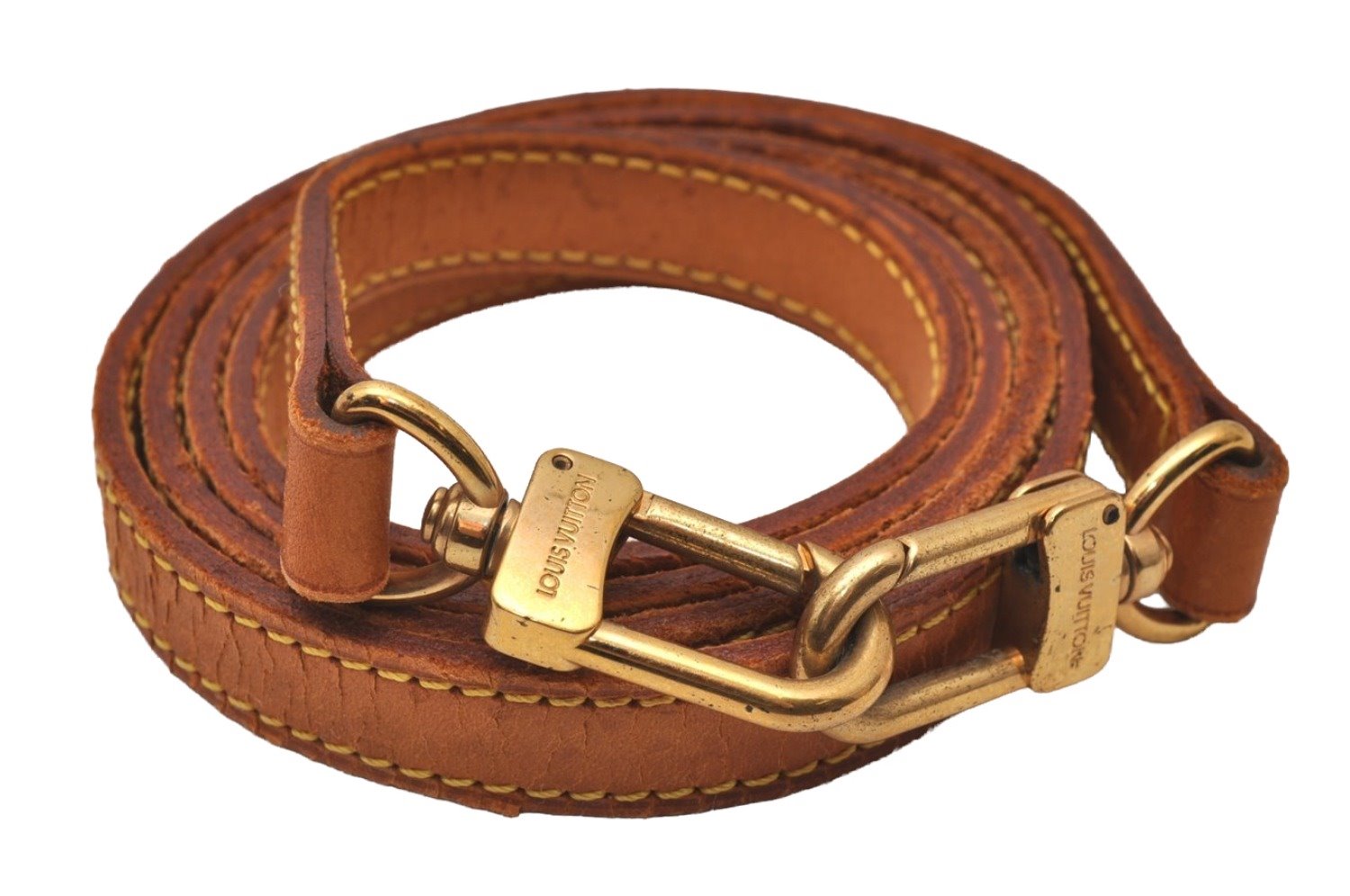 Authentic Louis Vuitton Leather Shoulder Strap Beige 48.8