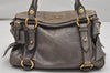 Authentic MIU MIU Vintage Ribbon Leather 2Way Shoulder Hand Bag Purse Gray 9911J