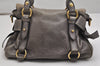 Authentic MIU MIU Vintage Ribbon Leather 2Way Shoulder Hand Bag Purse Gray 9911J