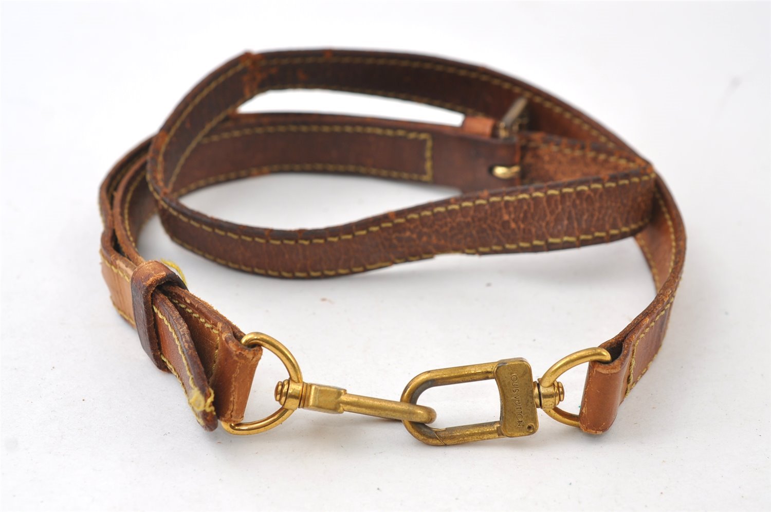 Authentic Louis Vuitton Leather Shoulder Strap Beige 34.6-42.1