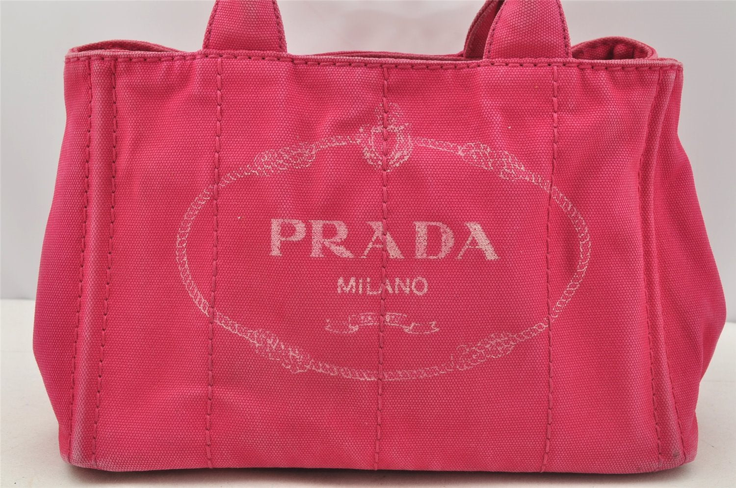 Authentic PRADA Vintage Canapa SS Canvas 2Way Hand Tote Bag Purse Pink 9914I