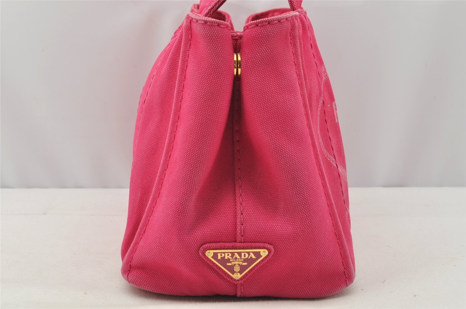 Authentic PRADA Vintage Canapa SS Canvas 2Way Hand Tote Bag Purse Pink 9914I