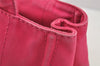 Authentic PRADA Vintage Canapa SS Canvas 2Way Hand Tote Bag Purse Pink 9914I