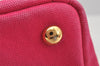 Authentic PRADA Vintage Canapa SS Canvas 2Way Hand Tote Bag Purse Pink 9914I