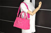 Authentic PRADA Vintage Canapa SS Canvas 2Way Hand Tote Bag Purse Pink 9914I