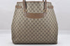Authentic GUCCI Vintage Shoulder Tote Bag GG PVC Leather Brown 9915I