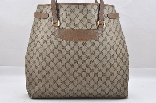 Authentic GUCCI Vintage Shoulder Tote Bag GG PVC Leather Brown 9915I