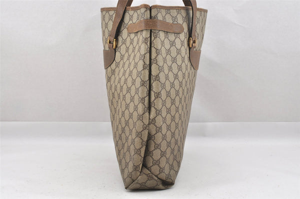 Authentic GUCCI Vintage Shoulder Tote Bag GG PVC Leather Brown 9915I